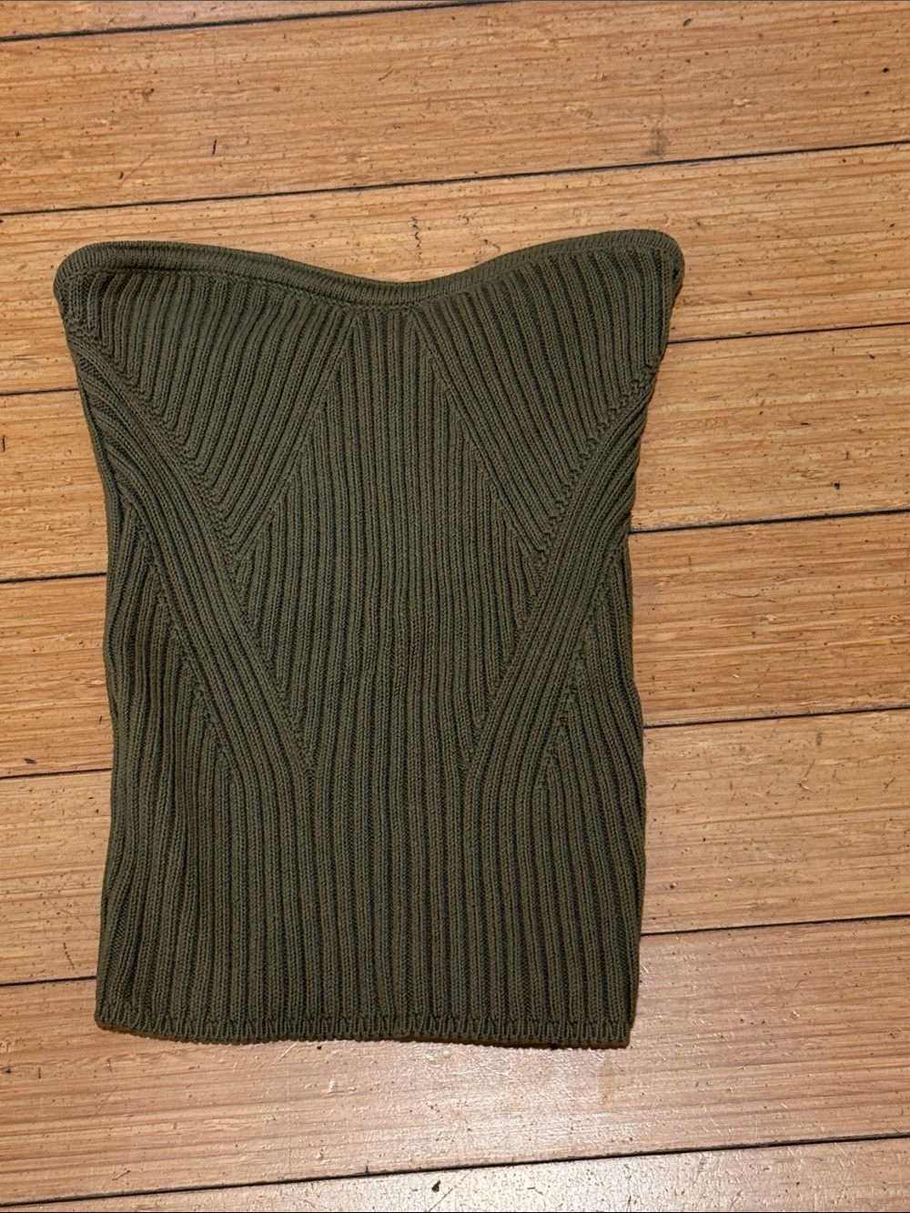 Express Olive Green Ribbed Strapless sweater  Knit Tube Top